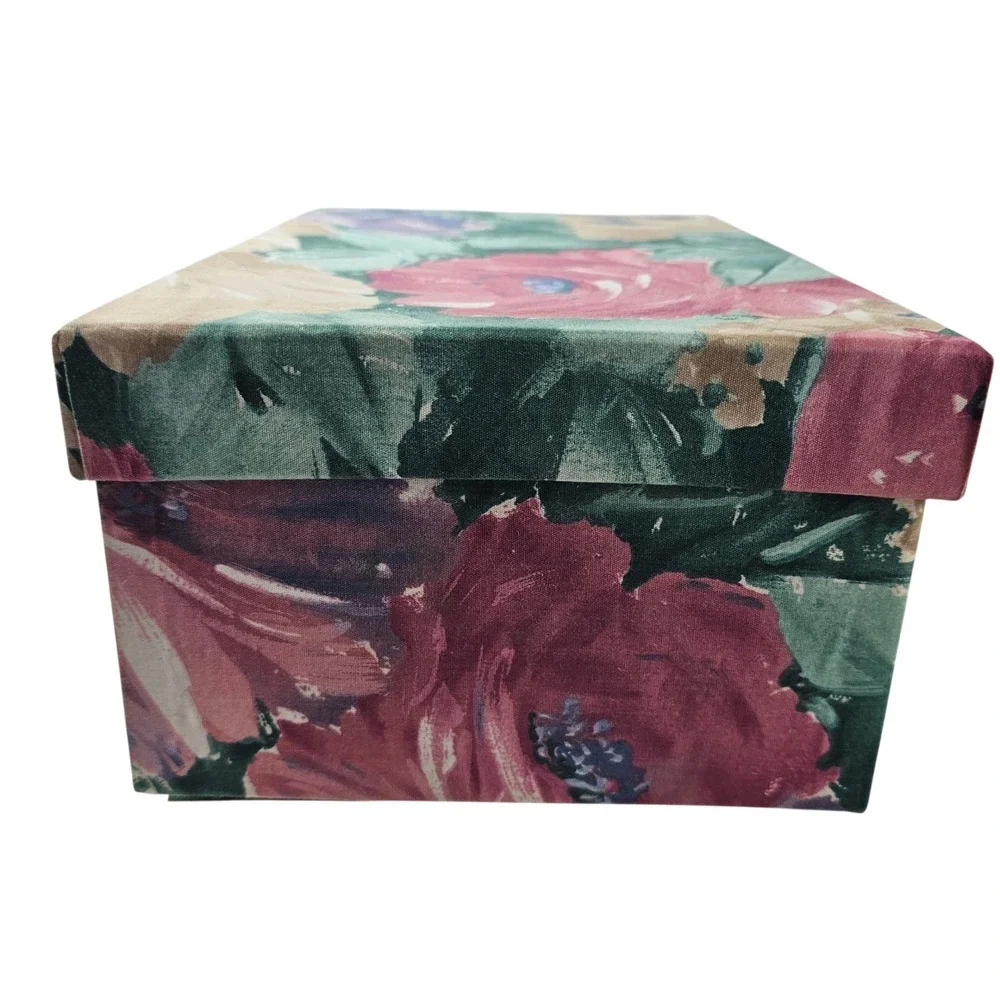 Floral Fabric Jewelry Box with Tray Organizer -‎ Vintage Style Storage Case